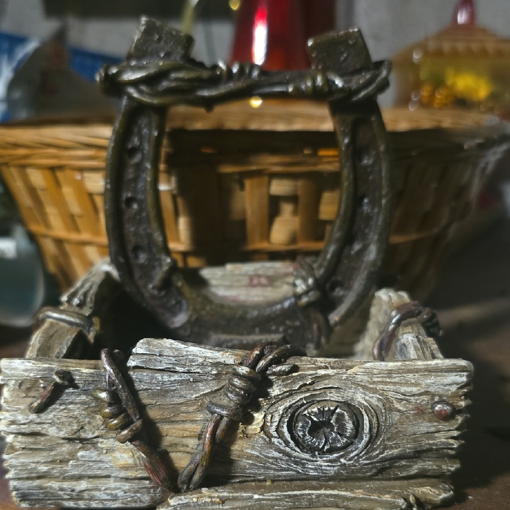 Source Unknown Rustic Horseshoe Basket Decor - Brown and Black